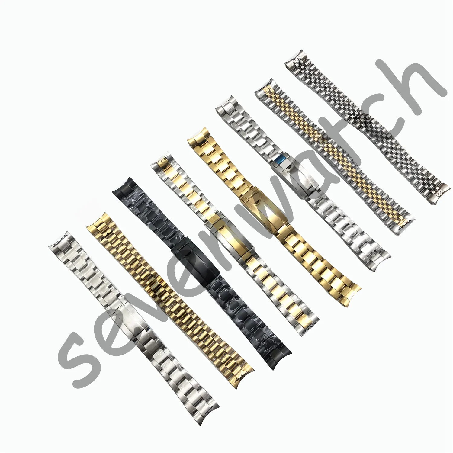 Watchband GMT SUB DateJust Daydate Original 19mm Watch Band Strap Full Steel Bracelet Curved End Watch Accessories Man Watchstrap Wholesale