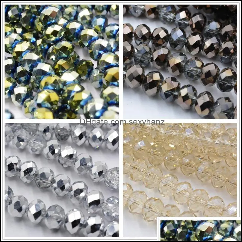 Other Solid Dark Blue Color 4mm 6mm 8mm Rondelle Austria Crystal Bead Charm Glass Loose Spacer For DIY Jewelry Making