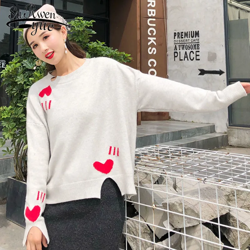 Loose Casual Computer Knitted Full Embroidery Women Sweaters and Pullovers Winter/autumn 5199 50 210508