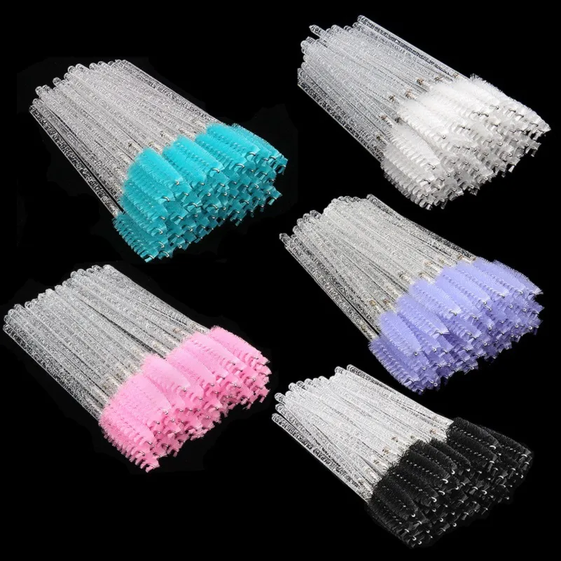 pincéis de maquiagem White Crystal Glitter Eyelash Mascara Wands Mini Colorful Eye Lashes Spoolie Brush Eyebrow Comb Beauty Tools em estoque