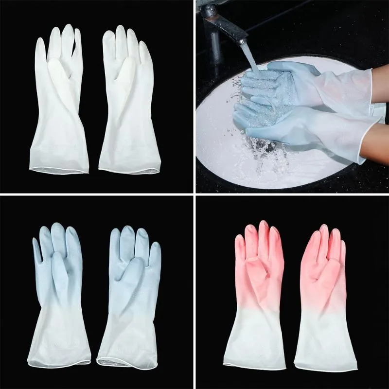 Disposable Gloves Translucent Dishwashing Cleaning Silicone Rubber Dish Washing Reusable Glove For Household Scrubber Kitchen Clean Tool