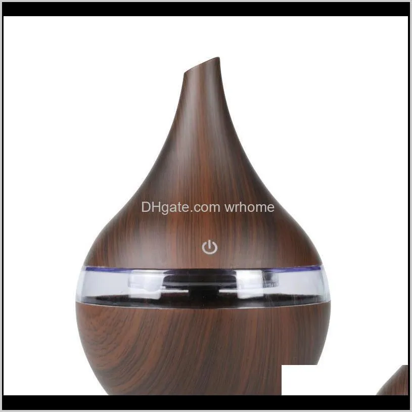 Fragrâncias Déce GardenHumidifier Aroma Difusor De Óleo Grão De Madeira Ultrasonic Air USB Cool Mini Mini Maker LED luzes para lâmpadas de fragrância em casa