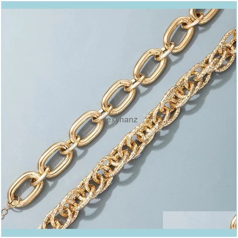 2pcs/sets Gold Color Bracelets for Women Punk Heavy Metal Hollow Geoemtric Adjustable Party Jewelry Wholesale