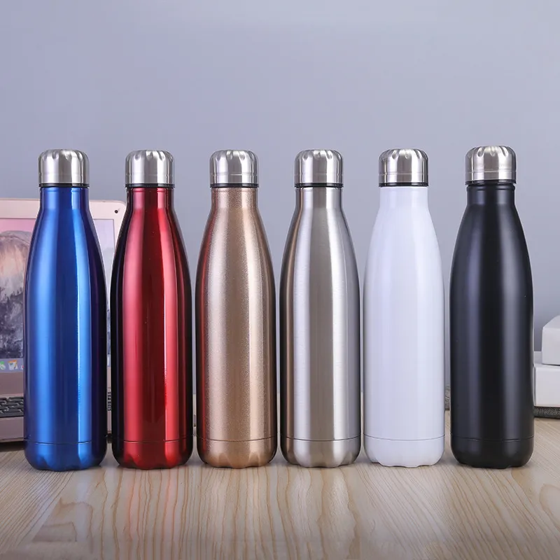 Stainless Steel Vacuum Insulated Double Walled Water Bottle For Outdoor Sports Cola Shape Travel Mug 17oz 500ml Matte