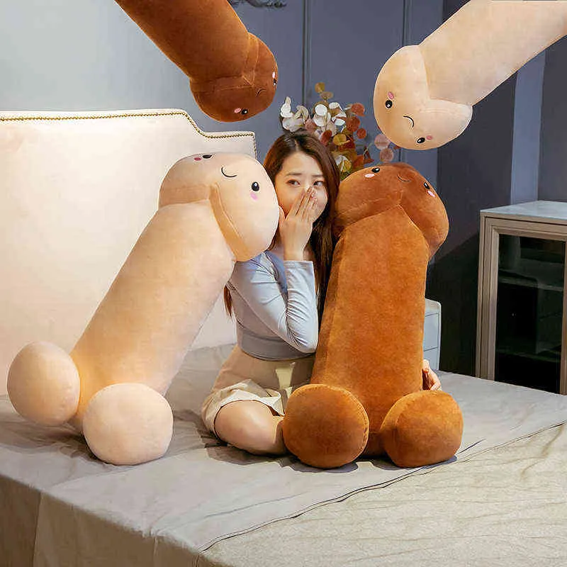 100 cm Sevimli Uzun Penis Peluş Oyuncaklar Yastık Seksi Yumuşak Oyuncaklar Dolması Komik Yastık Simülasyonu Güzel Bebek Kawaii Kız Arkadaşı için Hediyeler Y211119