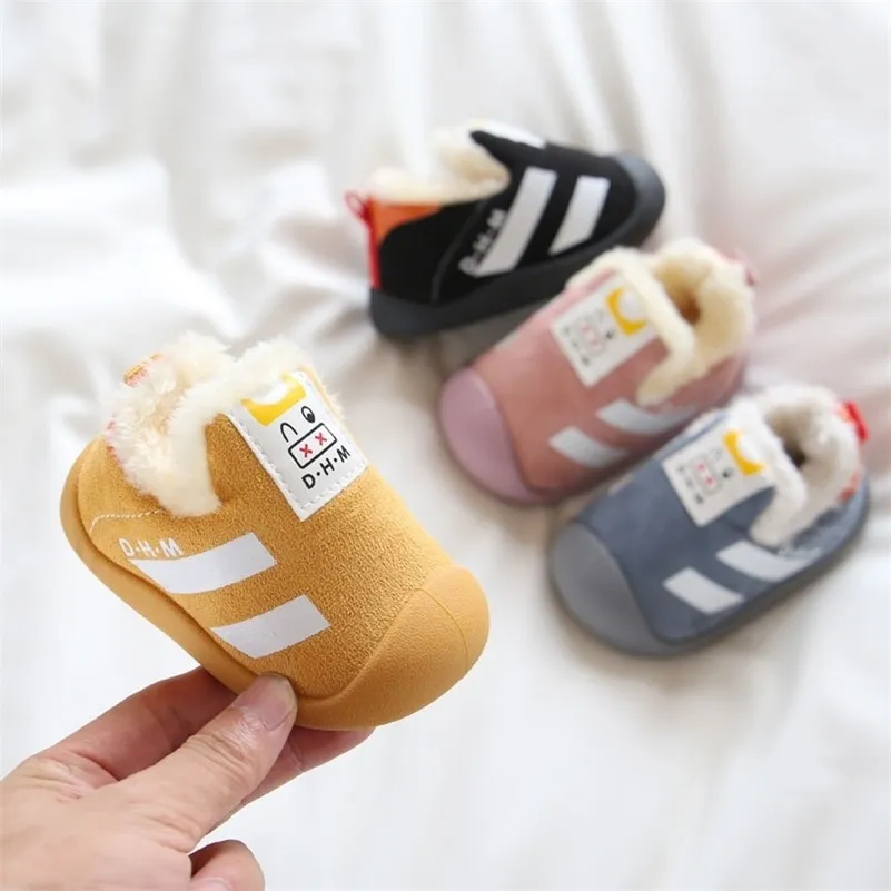 Baby Jungen Schuhe Winter Verdicken Warme Erste Wanderer Weiche Sohle Kleinkind Schuh Für Mädchen Rutschfeste Casual Kind Turnschuhe Licht cartoon 210326