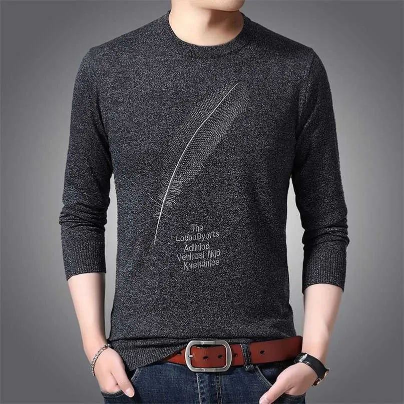 Fashion Brand Sweater For Mens Pullover O-Neck Slim Fit Jumpers Knitwear Warm Winter Korean Style Casual Mens Clothes 211008
