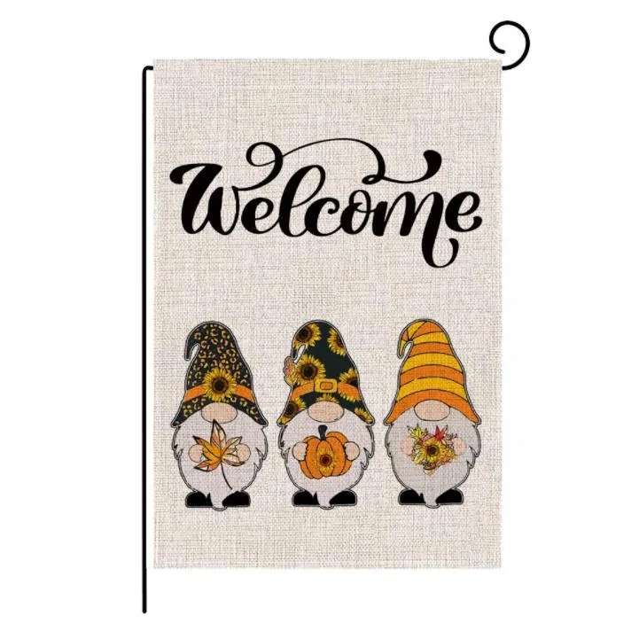 47*32cm Thanksgiving Banner Flags Linen Autumn Garden Flag Hello fall double sided pattern 27 style SN4833