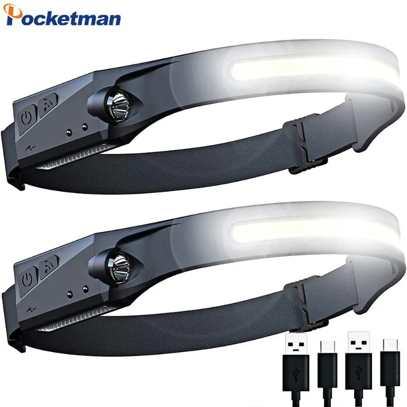 Koplampen 50000LM Krachtige bewegingssensor COB LED USB-oplaadbare koplamp ingebouwde batterijlamp waterdicht licht