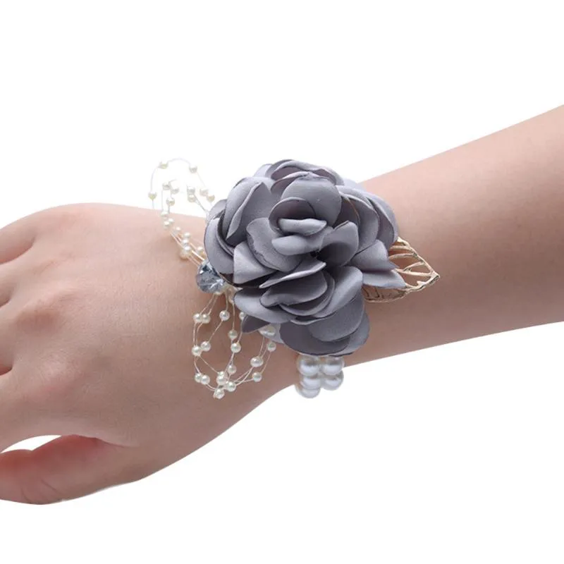 Fleurs décoratives couronnes 1 PC filles demoiselle d'honneur poignet mariage bal fête Corsage Bracelet tissu main approvisionnement accessoires