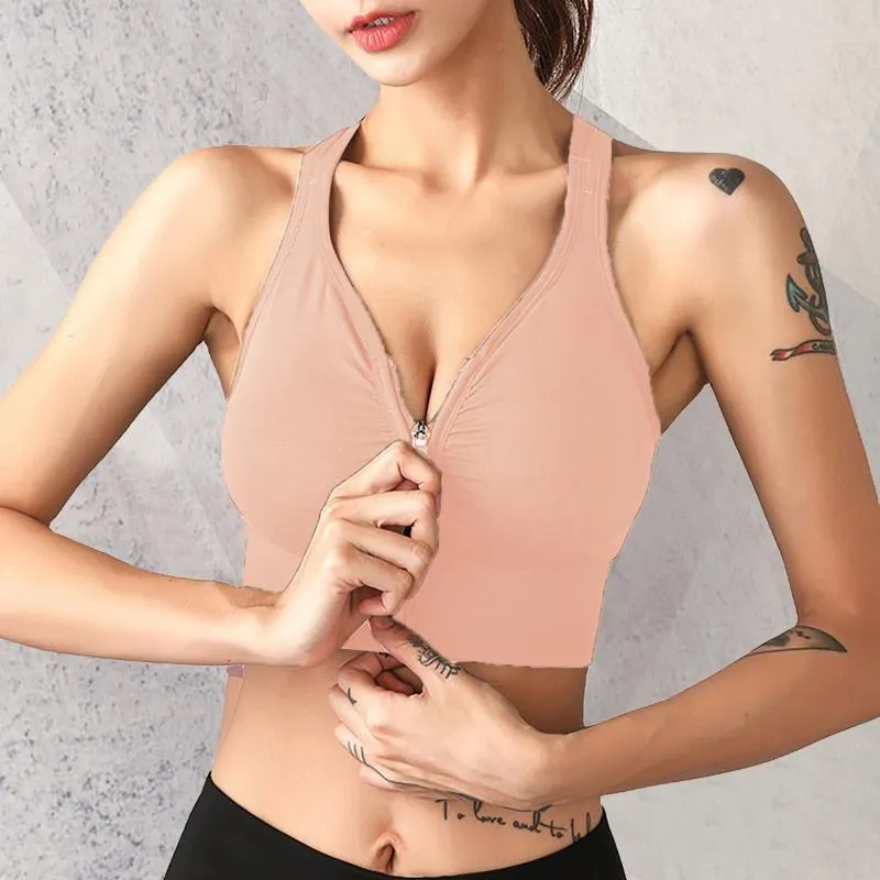 Womens Rimless Sport Bra Sexy Zipper Sports Bra Tank For Yoga, Gym And  Fitness From Yongyiyi, $14.38