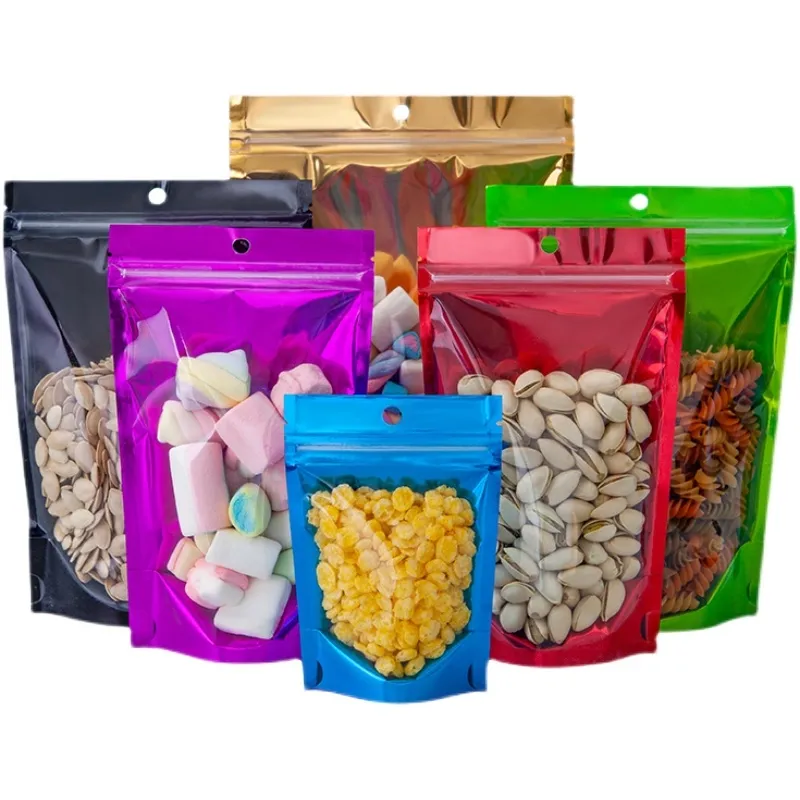 Clear and Colorful Suche Nuts Food Nuts Pakowanie torby foliowe Mylar stojący przezroczysty zamek błyskawiczny Blokada Prezent Pieczęć Torba Opakowań Resealable