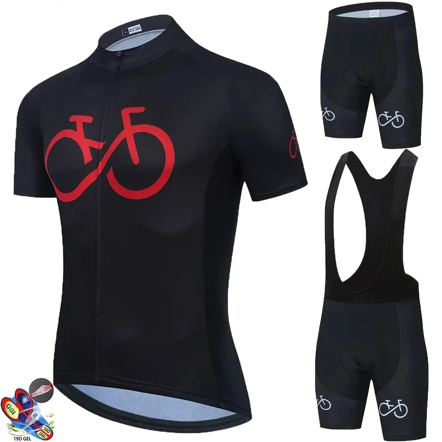 2022 Maglia da ciclismo nera Set Pantaloncini con bretelle 19D Pad Abbigliamento da bicicletta Quick Dry Uomo Pro Bike Maillot Ciclismo Hombre