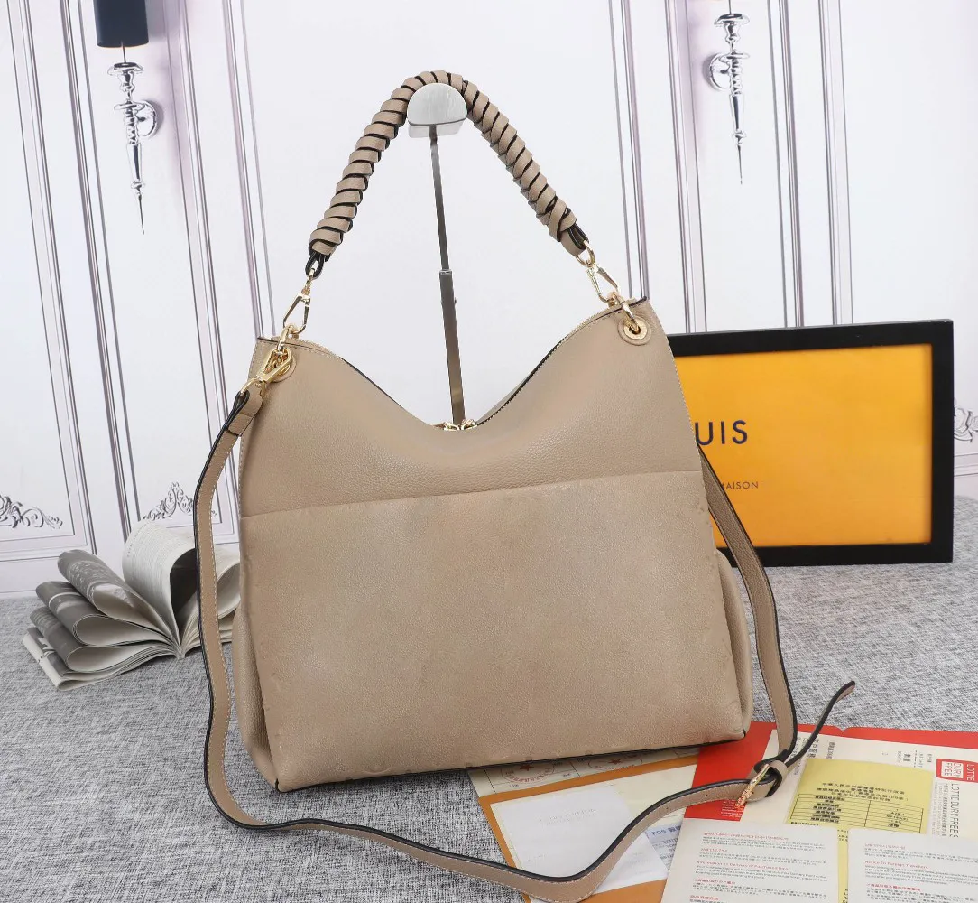 MAIDA Beaubourg HOBO desinger bag women lady canvas embossed genuine calf leather zipped handbag top handle purse strap shoulderbag tote M45522 001