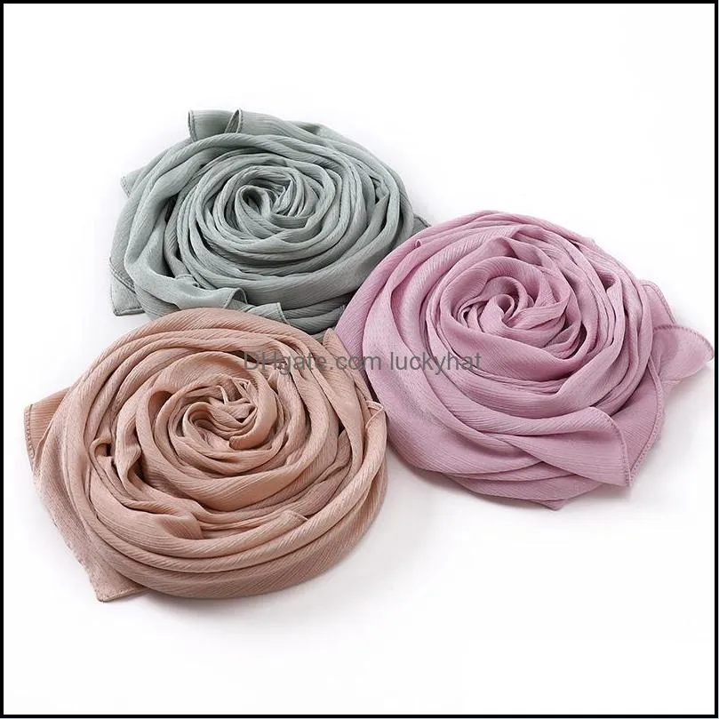 Bandane Avvolge Cappelli, Sciarpe Guanti Moda Aessories10Pcs Chiffon Crinkle Insert Bit Hijab Design Musulmano Avvolgere Sciarpa Foulard Drop Deliv