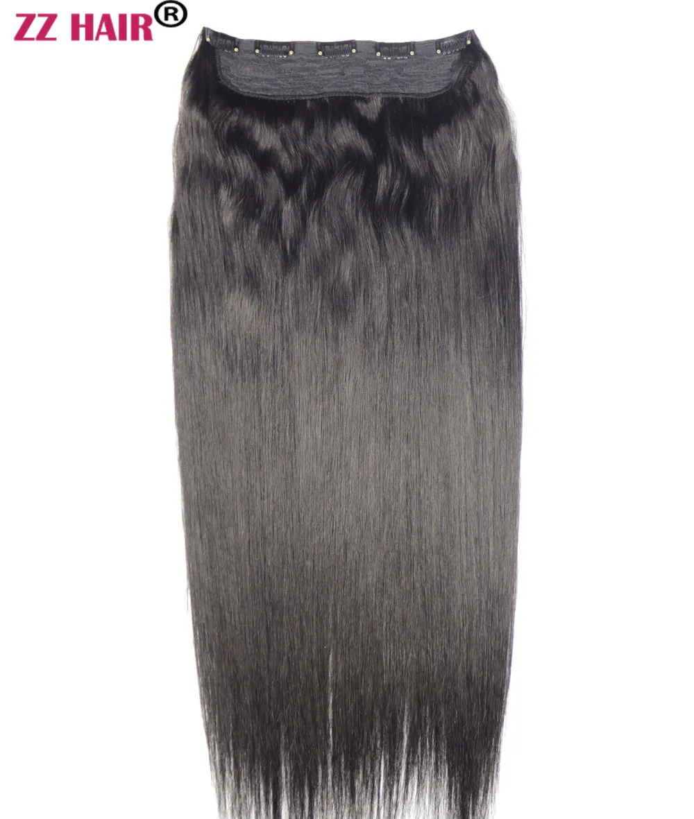 16 "-28" One Piece Set 140G 100% Braziliaanse Remy Clip-in Menselijk Hair Extensions 5 Clips Natuurlijk recht