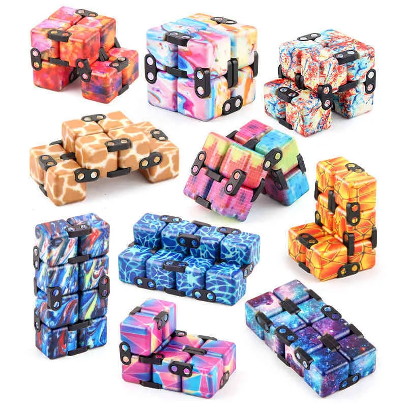 Infinity Magic Cube Creative Galaxy Fitget Spielzeug Partei Favor Antistress Office Flip Cubic Puzzle Mini Blocks Dekompression Spielzeug mit Kleinkasten