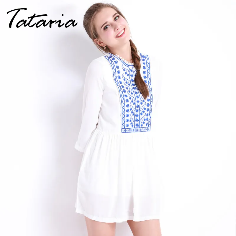 Kadınsı Bluzlar Chemise Tunics Kadınlar Vintage Işlemeli Beyaz Gömlek Şifon Blusas Uzun Tunik Tops Tataria Için 1218 210514