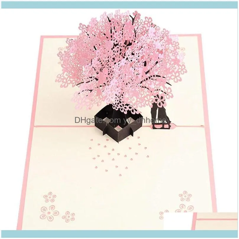 Handmade Up Romantic Birthday, Anniversary, Dating Card for Husband, Wife, Boyfriend, Girlfriend - Cherry Blossom Tree with1