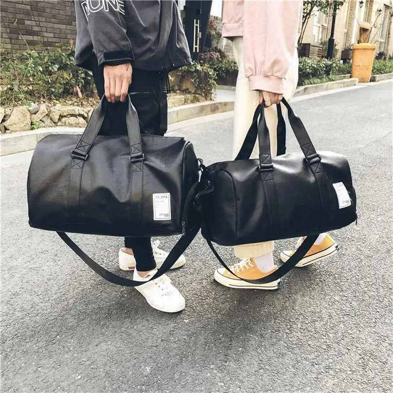 Women Men Unisex Travel Bag Handbag Beach Shoulder Crossbody PU Large Capacity Fashion Couples Duffel Package 211118
