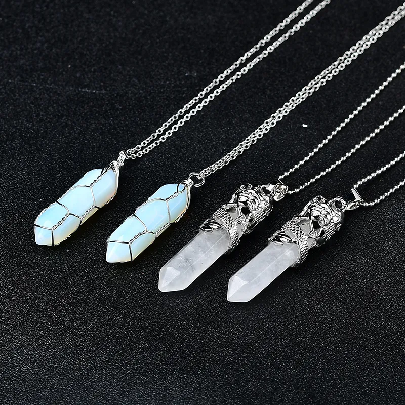 Opalite Dt Wire Wrapping Collana e regalo pendente a forma di pendolo in quarzo trasparente