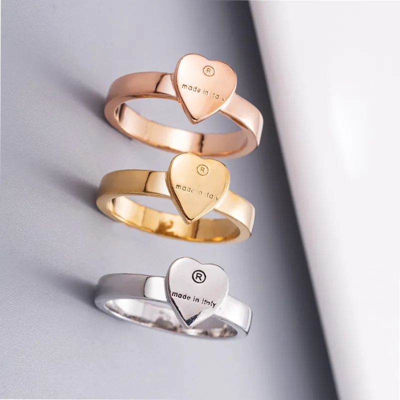 Women Heart Ring med Stamp Silver Gold Rose Cute Letter Finger Rings Gift For Love Girlfriend Fashion Jewelry Accessories271T