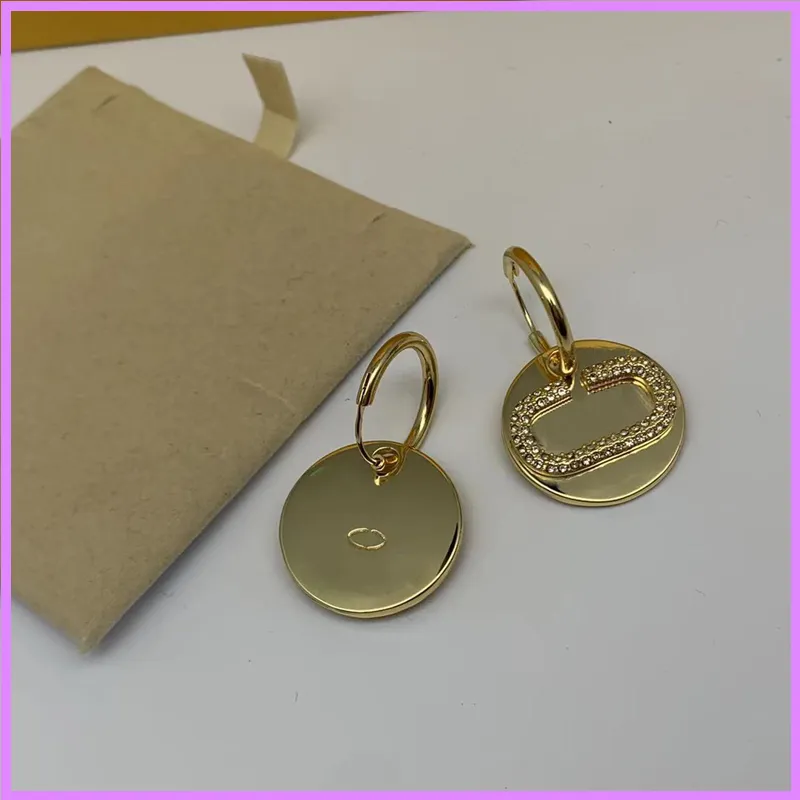 Orecchini moda donna Diamanti Lettera Orecchino Gioielli di design di lusso Donna Orecchini a bottone rotondi Oro per regali per feste D2112014F