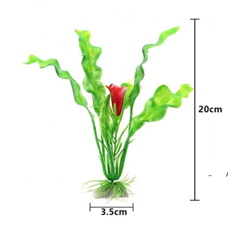 New37cm人工水中植物水族館魚タンク装飾緑紫色の水草の鑑賞装飾EWF7608