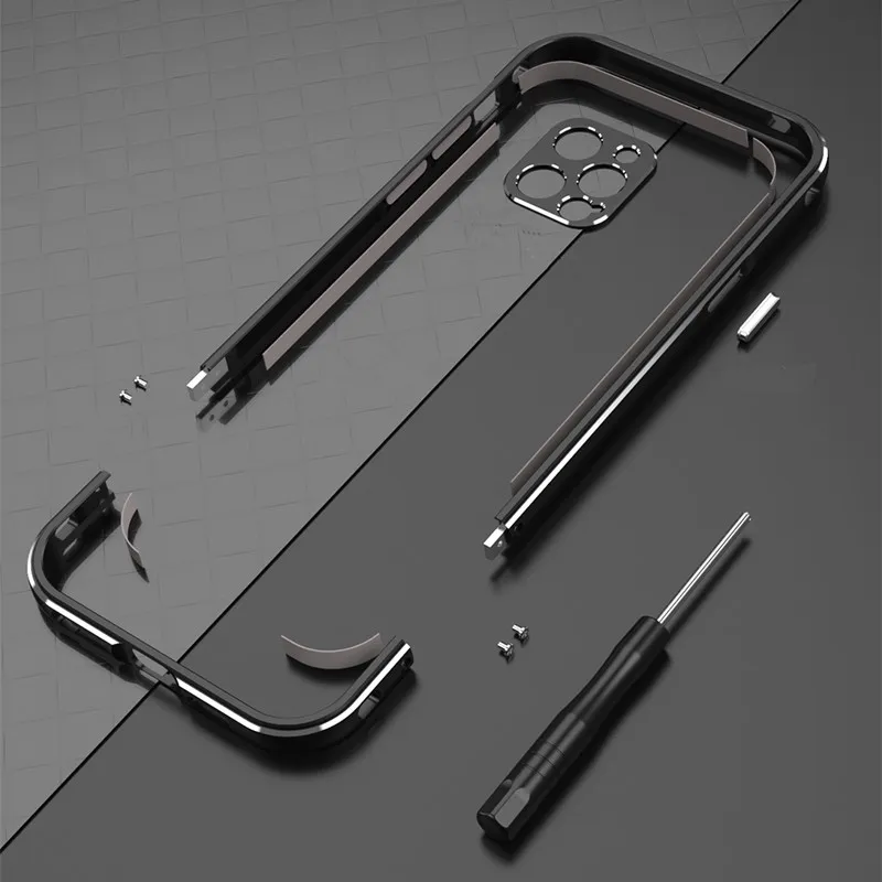 12 /12 /12 Mini /11 Max 11 Aluminum metal bumper Frame Slim Cover phone case+ carmera Protector