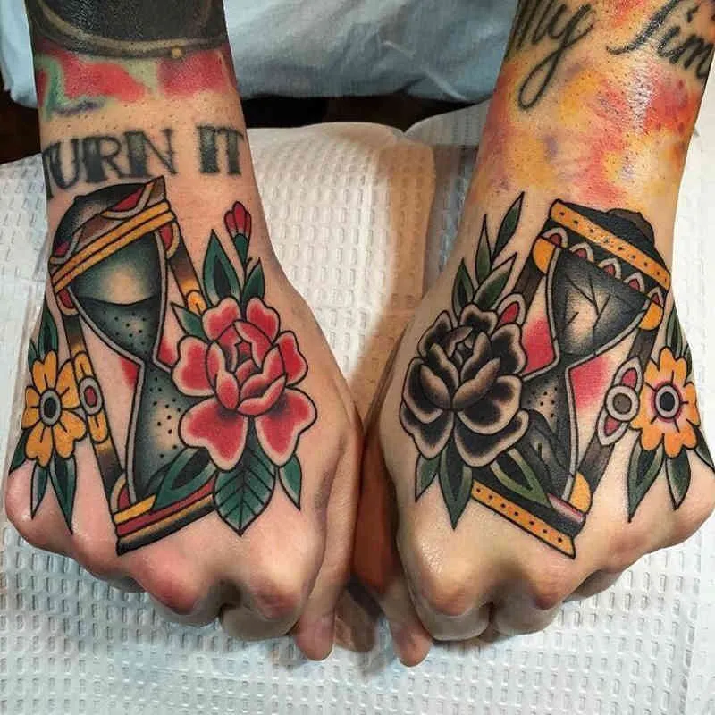 Hand wasserdicht Tattoo Sanduhr temporäre Tattoos Bady Art Aufkleber Rosen Flowe Design Sexy Aufkleber Tattoos auf Händen Gesicht