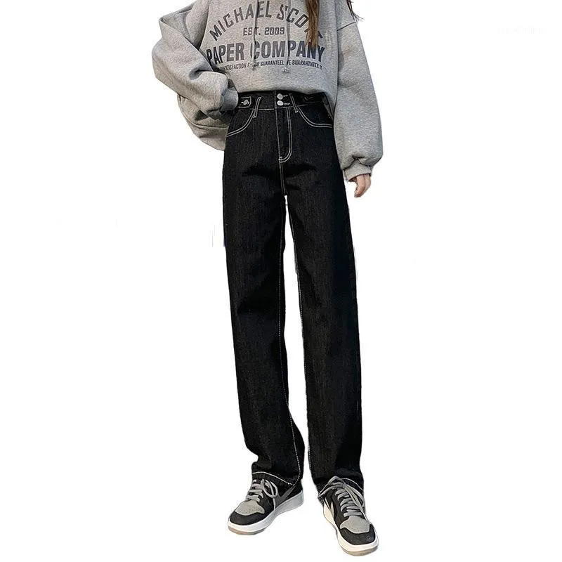 Compra Jeans De Mujer De Gran Altura Suelta Pierna Ancha 2021 Otoño  Invierno Clásico Blanco Cosido Retro Pata De Pierna Recta Pantalones Mujer  Marca Pantalones Barato | Entrega Rápida Y Calidad | Es.Dhgate