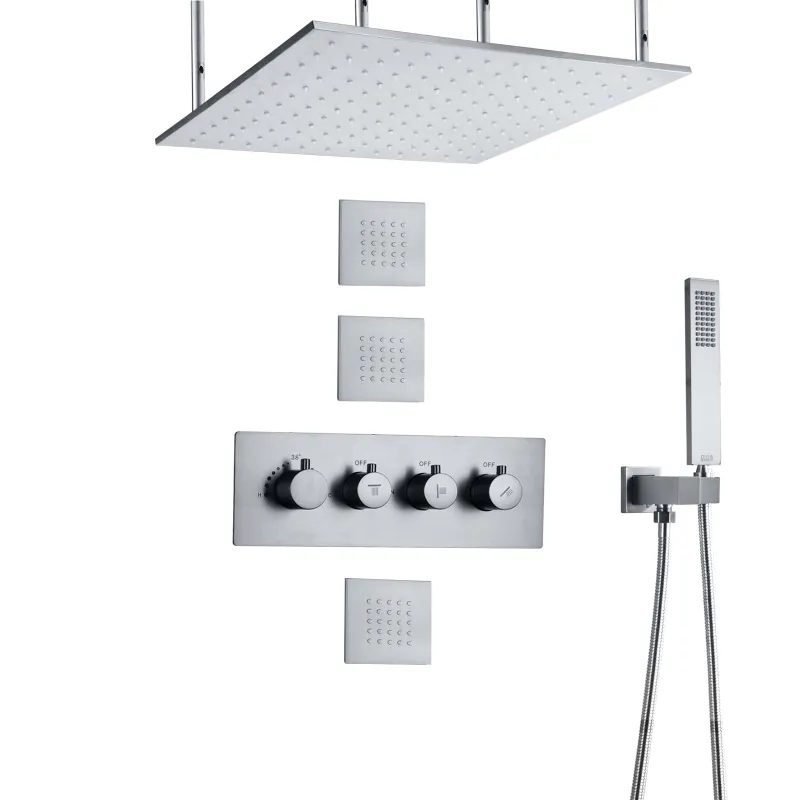 16 LED Brushed Nickel Thermostatic Kohler Cursiva Shower Set With