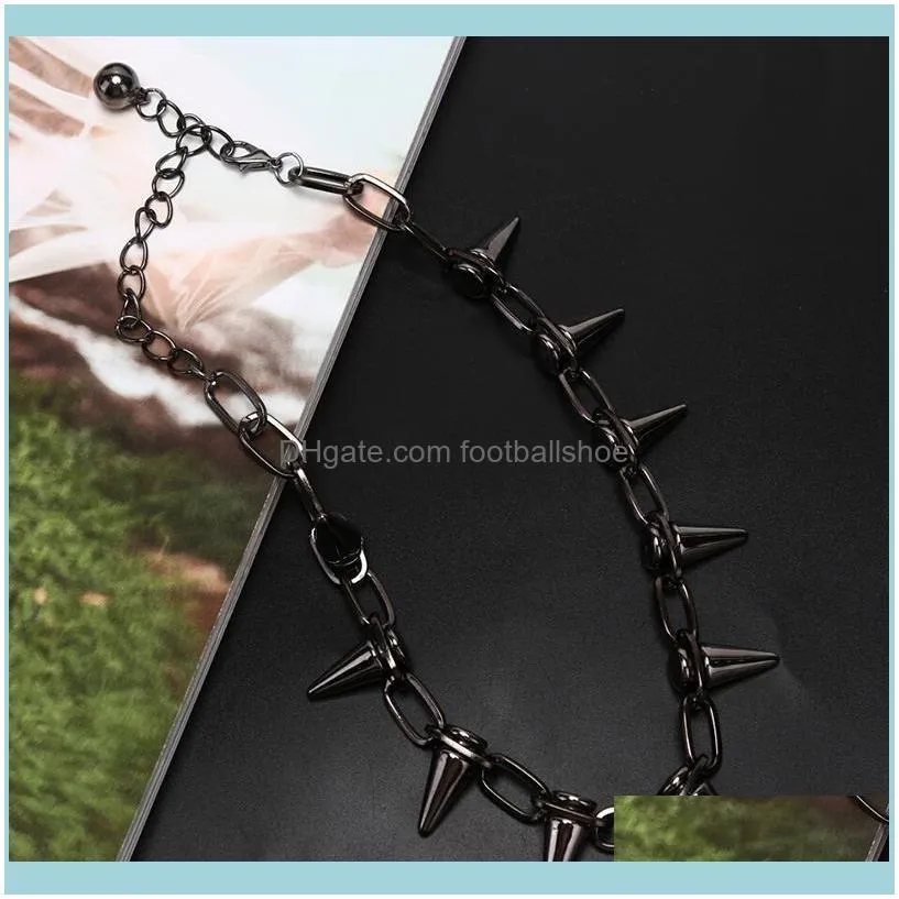 Simulated Spike Choker Goth Necklaces Mens Chain Collar Punk Streetwear Handmade Adjustable Vintage Rivet Jewelry Chains