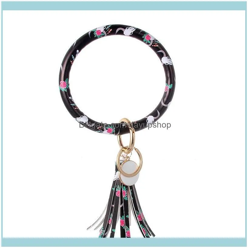 2020 New Fashion PU Leather Bracelet Keychain Tassel Pendant Sports Wallet Keyring for Women Jewelry Key Chains Charms Hot Sell