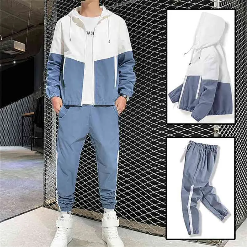 HIP-Hok Suit Mare Set Track Suits Suittsuit Человек Мужские Мужские Наборы Панителей Застегивает Карманные карманы 2 шт. Куртка + брюки 210806