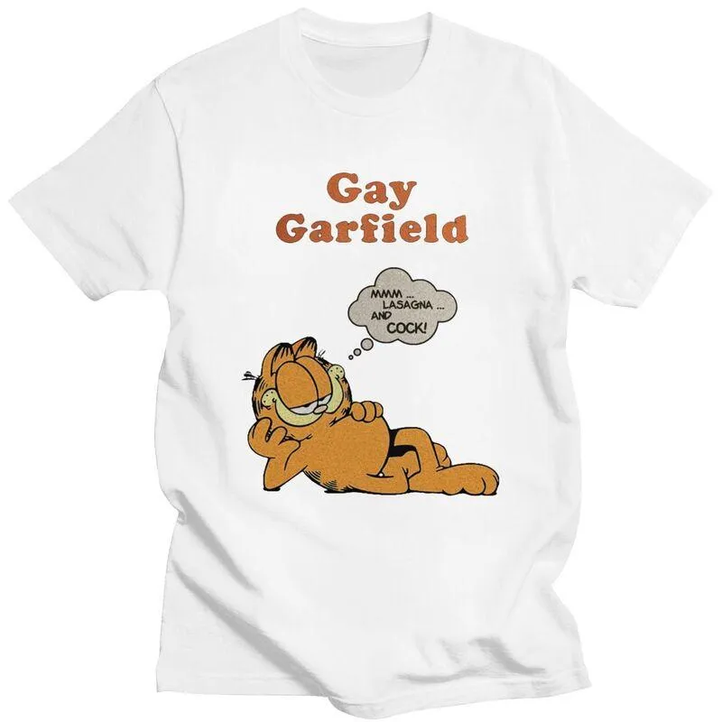 남자 티셔츠 유머 게이 가필드 재미있는 T 셔츠 남자를위한 순수한면 티 탑 재미 있은 고양이 Tshirts 반팔 패션 T 셔츠 스트리트웨어 clothi