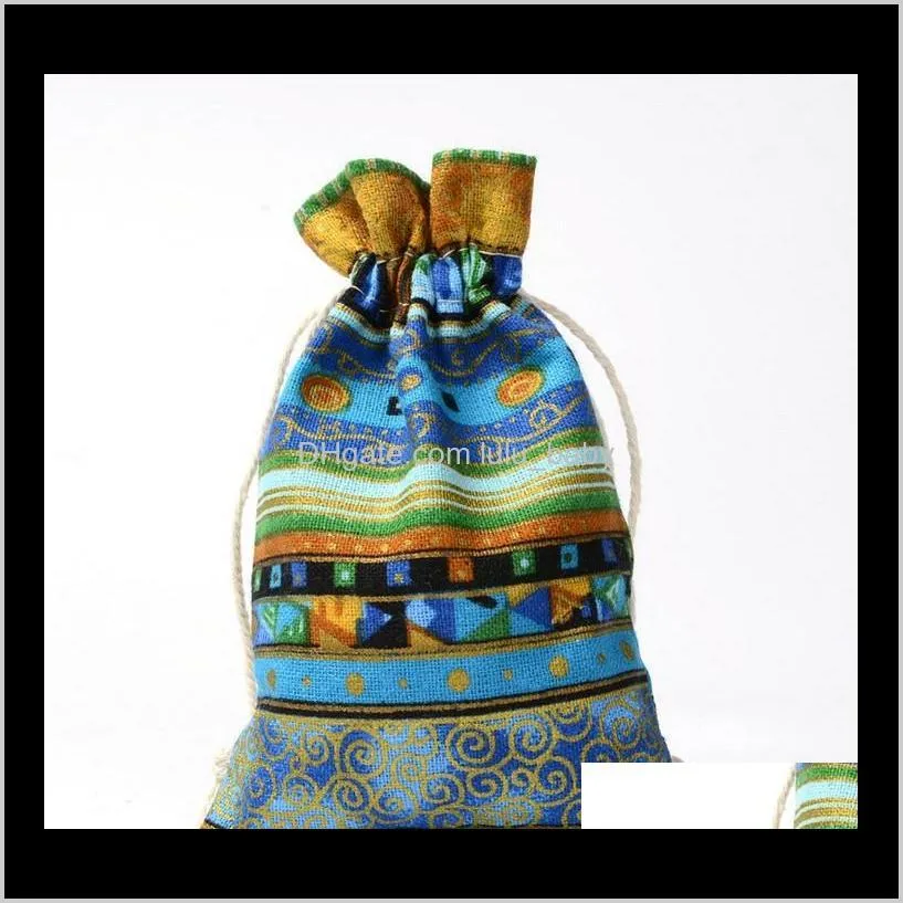 gift bags egyptian style jewelry coin pouch print drawstring gift bag cotton sachet candy travel purse ethnic 10x14cm