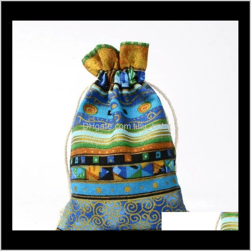  gift bags egyptian style jewelry coin pouch print drawstring gift bag cotton sachet candy travel purse ethnic 10x14cm