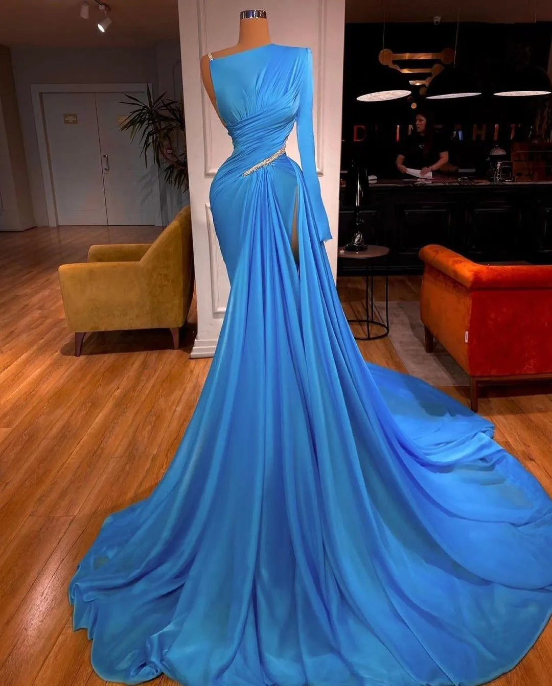 Royal Blue Satin Mermaid Prom Dress One Shoulder... From Lindaxu90, $128.33  | DHgate.Com