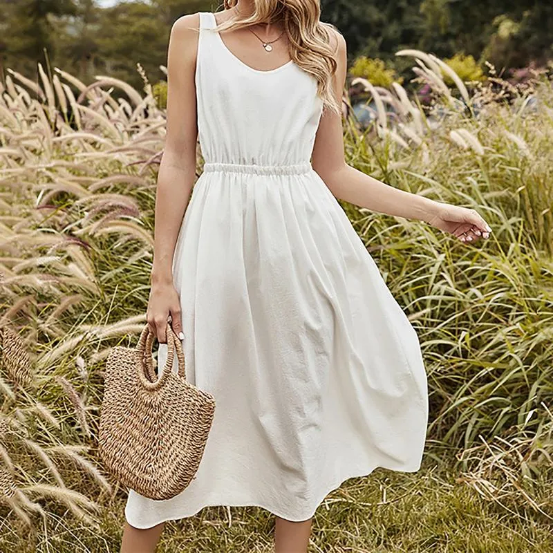 knee length dresses for ladies Sleeveless Linen Shift Dress