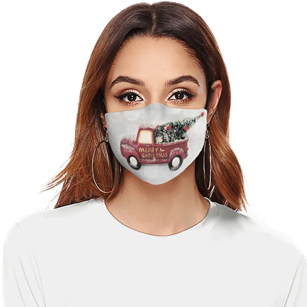 Unisex-Maske, 3D-Cartoon-Schneemann, Weihnachtsdruck, waschbar, atmungsaktiv, hängende Ohrmasken