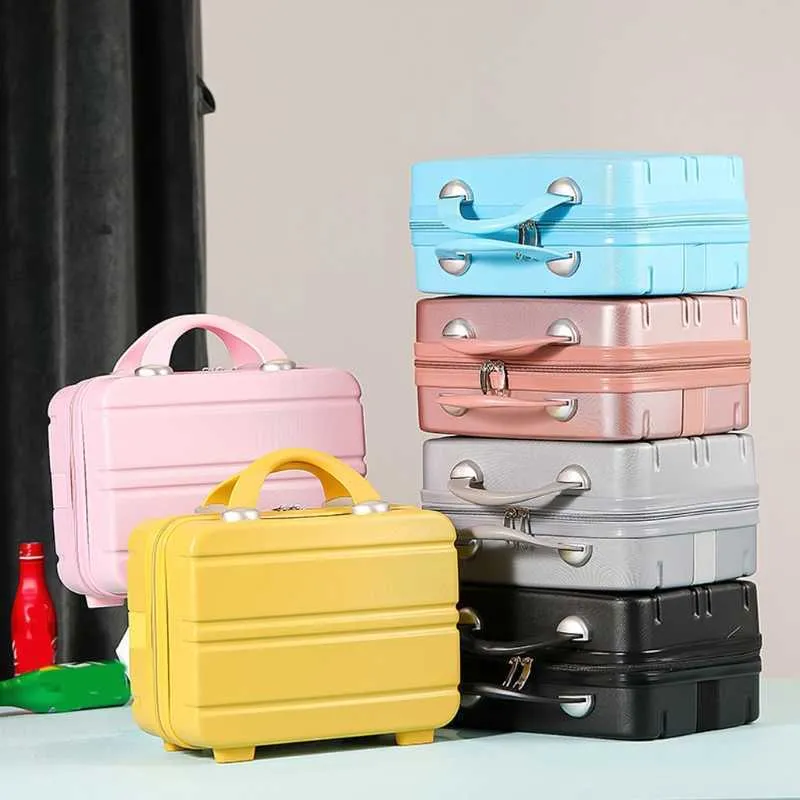Mini Travel Hand Bagage Kosmetisk Fodral Små bärbar bärväska Gullig resväska Multifunktionsmakeuplagringsorganisatör Handväska 210729