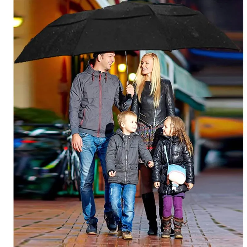 المظلات كبيرة المظلة قابلة للطي للنساء الرجال مزدوجة المطر أمطار كبيرة تجارية السفر المجردة المظلة للذكور للعائلة 125 سم