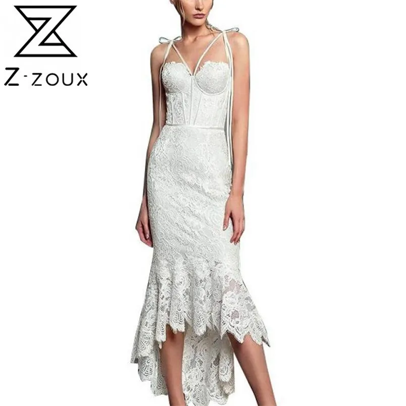 Plus Size White Lace White Lace fishtail dress with Asymmetrical Hemline and Sleeveless Design for Women - Style 210513 Plus Size White Lace White Lace fishtail dress with Asymmetrical Hemline and Sleeveless Design for Women - Style 210513