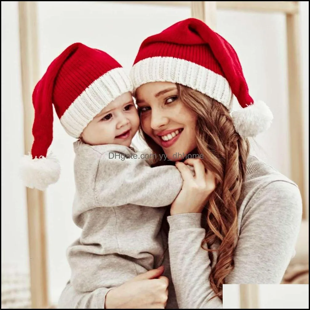 Cute Pompom Kids Girl Boy Beanie Cap Christmas Old Child Hat Effects Color Hot Hook Mom Baby Motorcap for Children