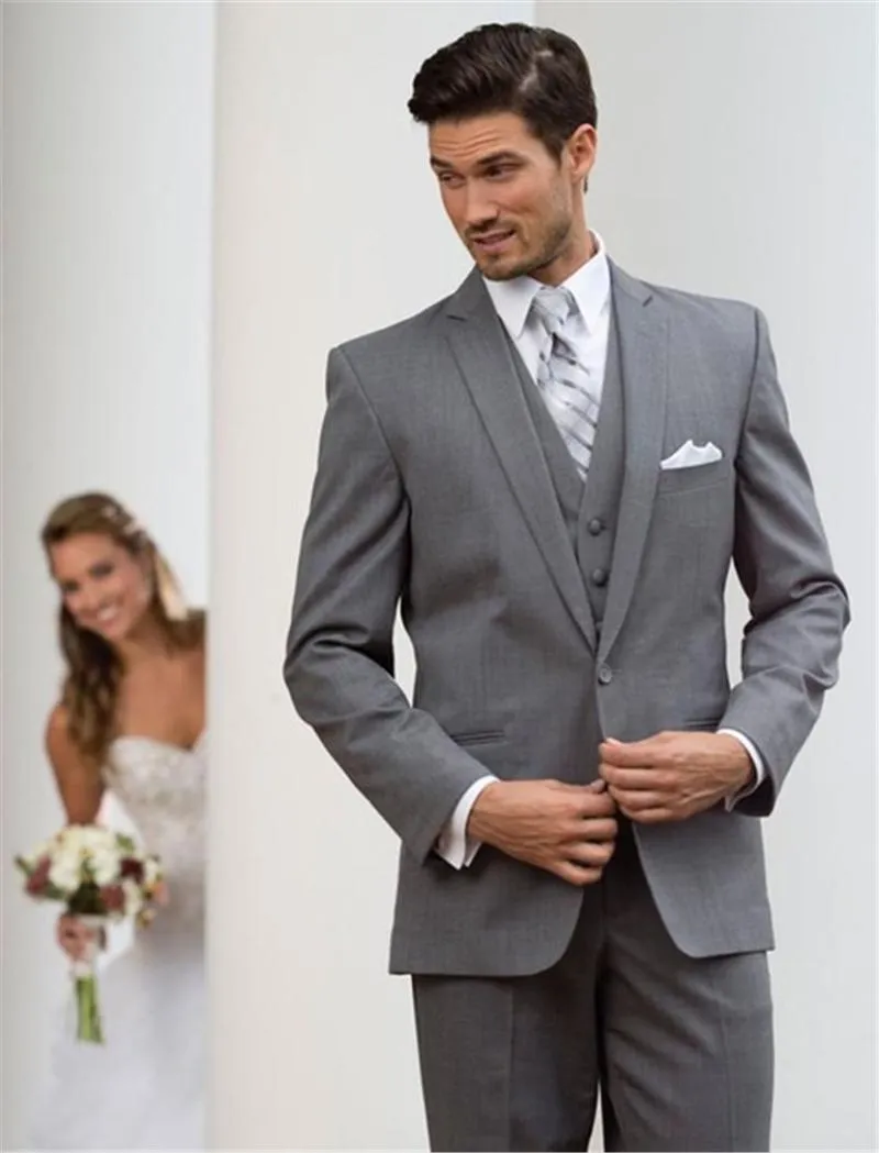 Men's Suits & Blazers Style S Notch Lapel Single Breasted Charcoal Gray Groom Tuxedos Suit Wedding Suits Jacket Pants Vest Tie