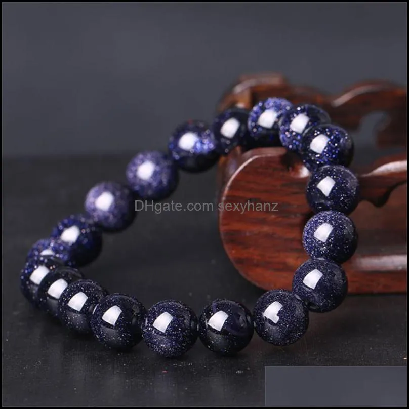 6-20mm Planet Blue Sand Bracelet For Women Natural Stone Universe Beads Men Bracelets Elastic Yoga Chakra Healing Energy Jewelry Beaded,