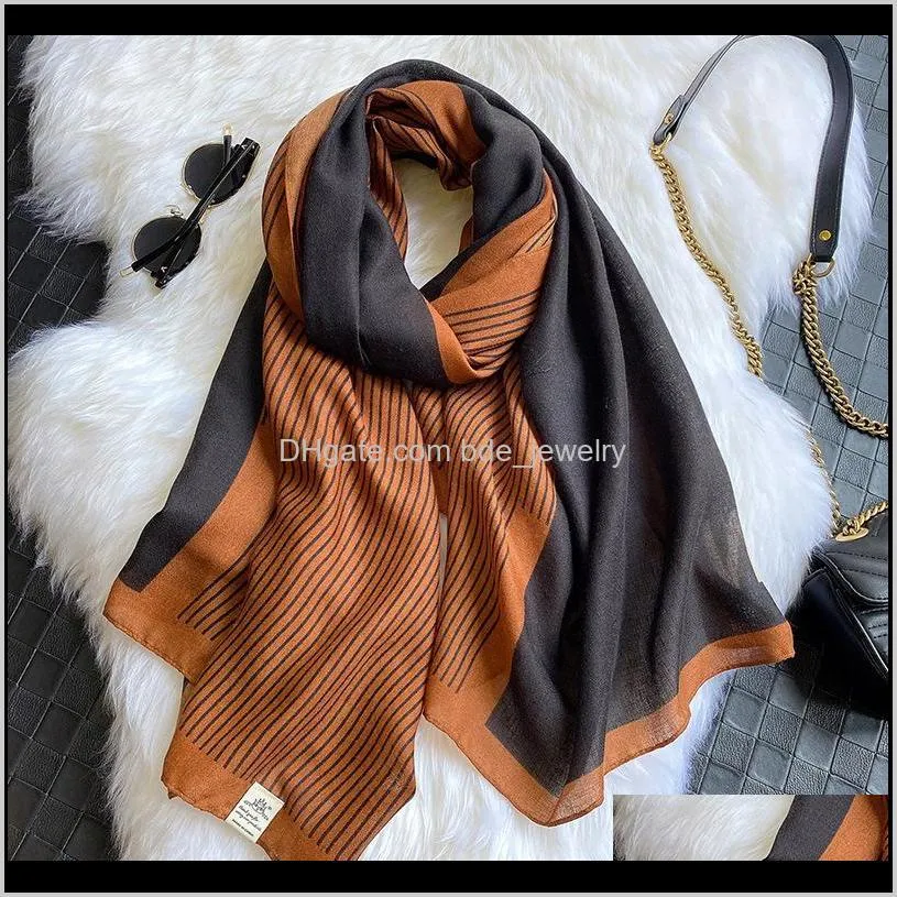 2020 new limited women hijab winter cotton feel stripe scarf foulard femme scarves female beach shawl bandana