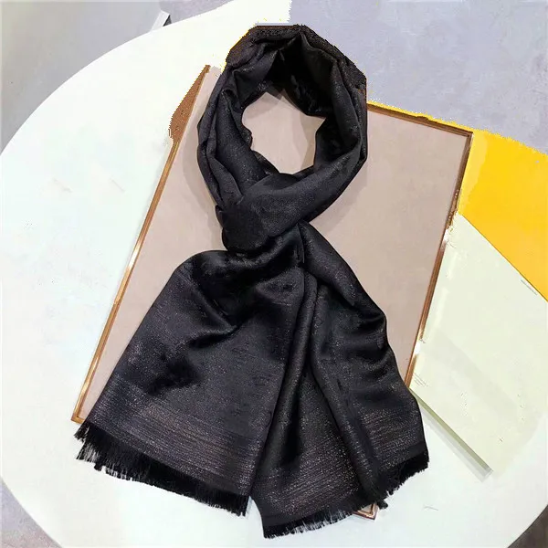 Fashion women four seasons autumn winter thin long silk wool scarfs 180*70cm scarf shawl classic gold thread letter scarf Optional gift box 5AAAAA