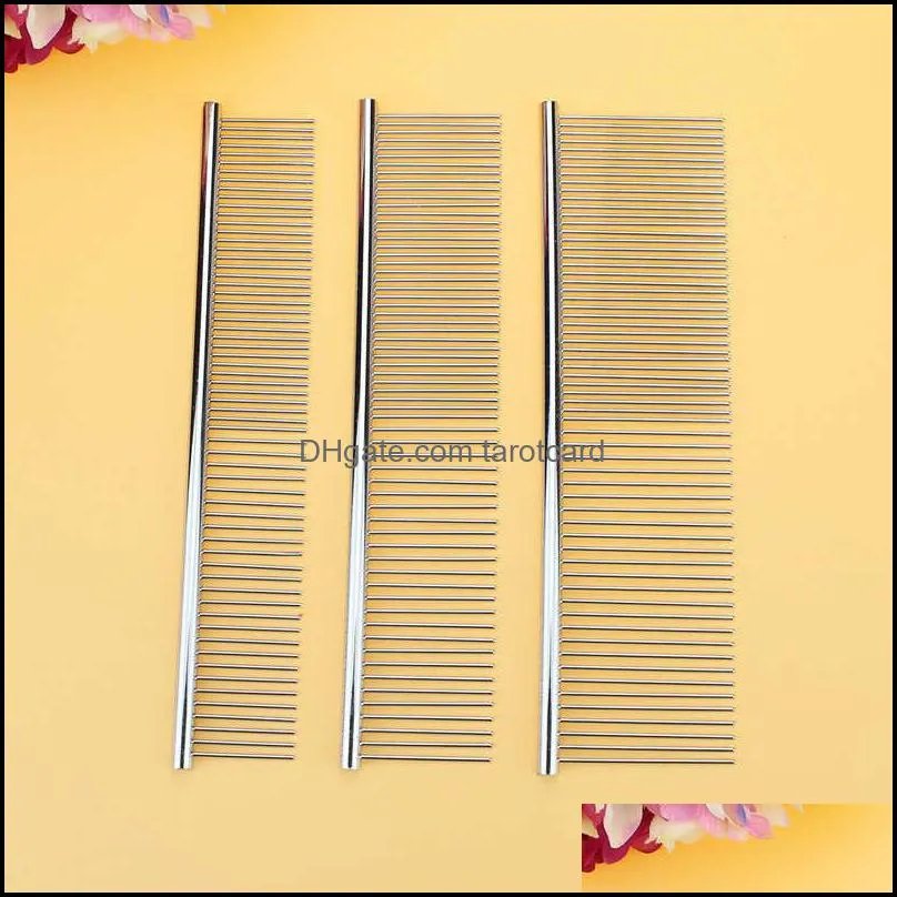 S/M/L Pet Double Row Comb Stainless SteelLice Rake For Puppy Dog Cat Long Hair Shedding Grooming Brush 50pcs
